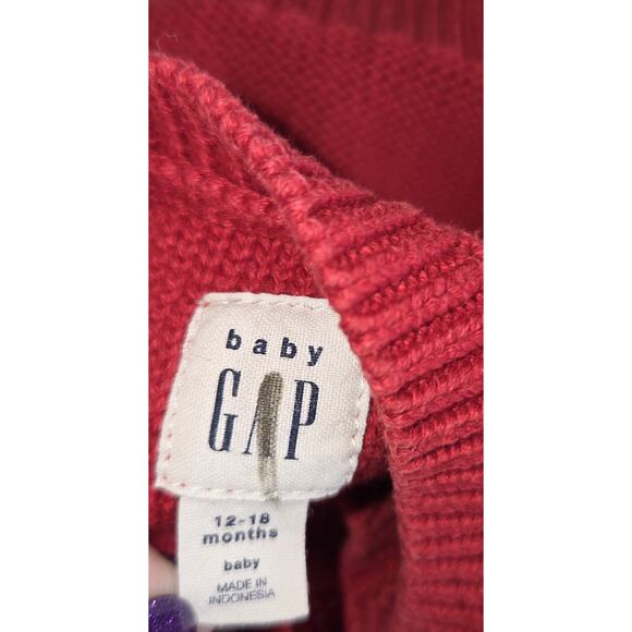 Baby Gap Red Cable Knit Sweater SIZE 12-18 Months Fisherman Chunky Knit Kids Top - Picture 5 of 9